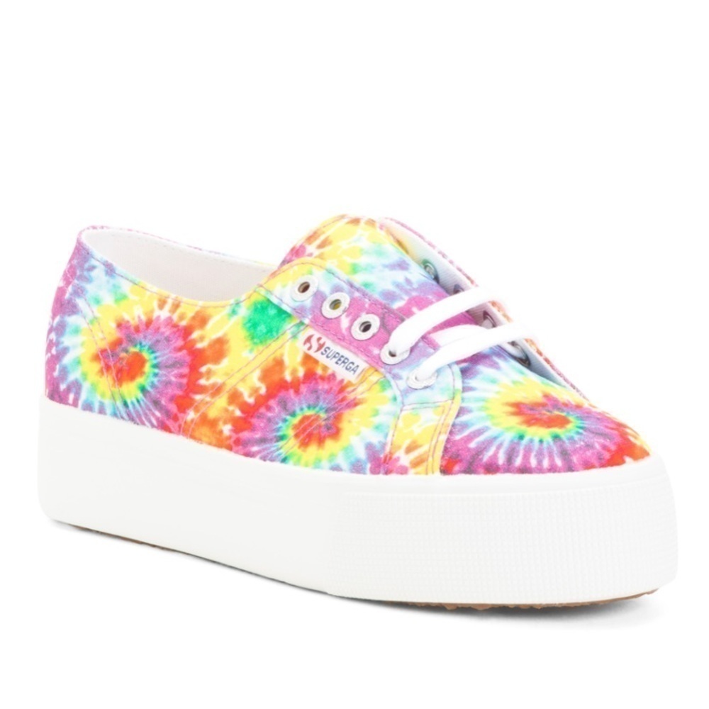 Superga rainbow tie-dye platform sneakers